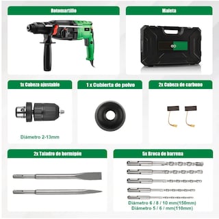 Foto 2 | Rotomartillo Cincelador Perforador 1050w Eo Safe Imports ESI-2749-1 Verde