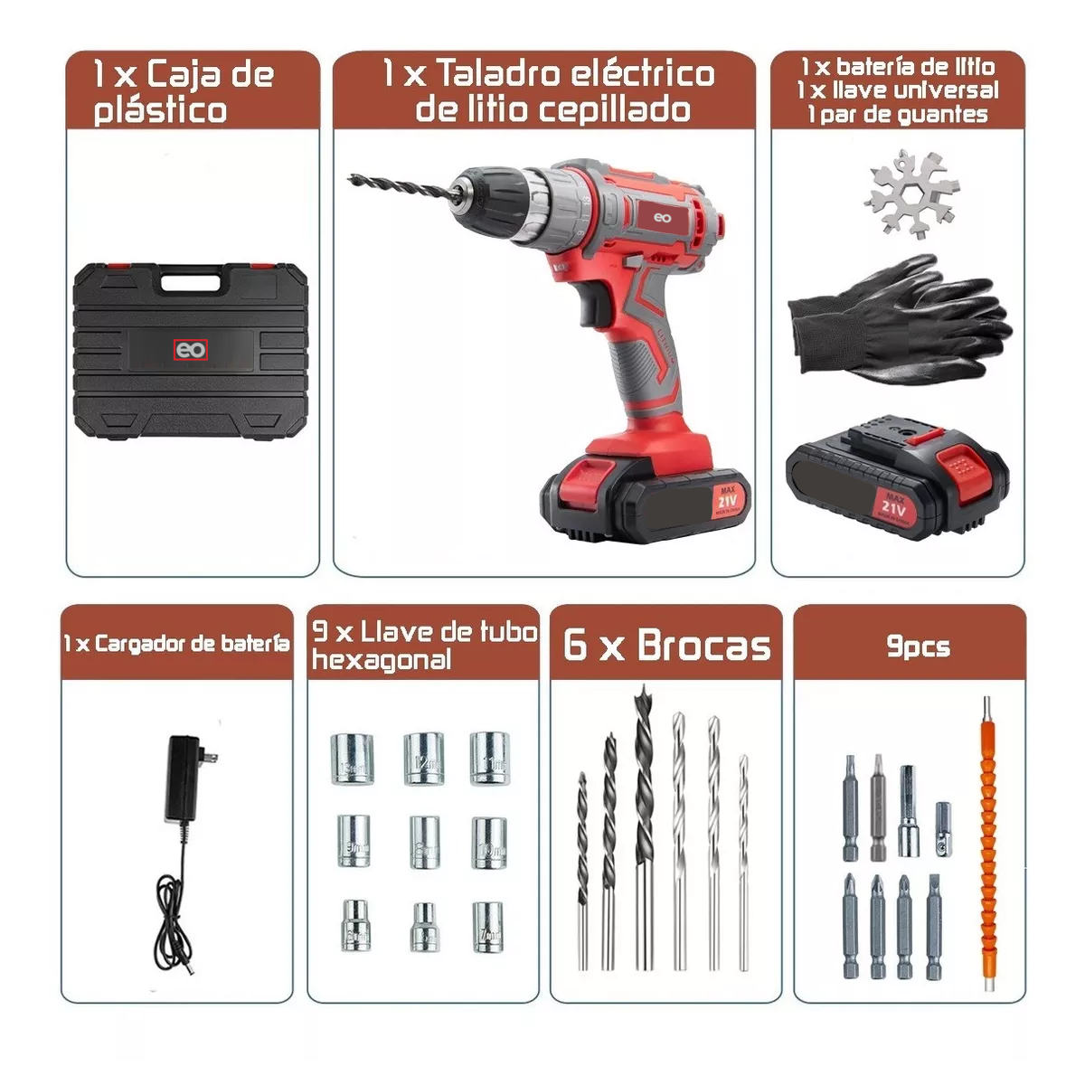 Foto 3 pulgar | Kit de Taladro Eléctrico Atornillador Inalámbrico Multifuncional