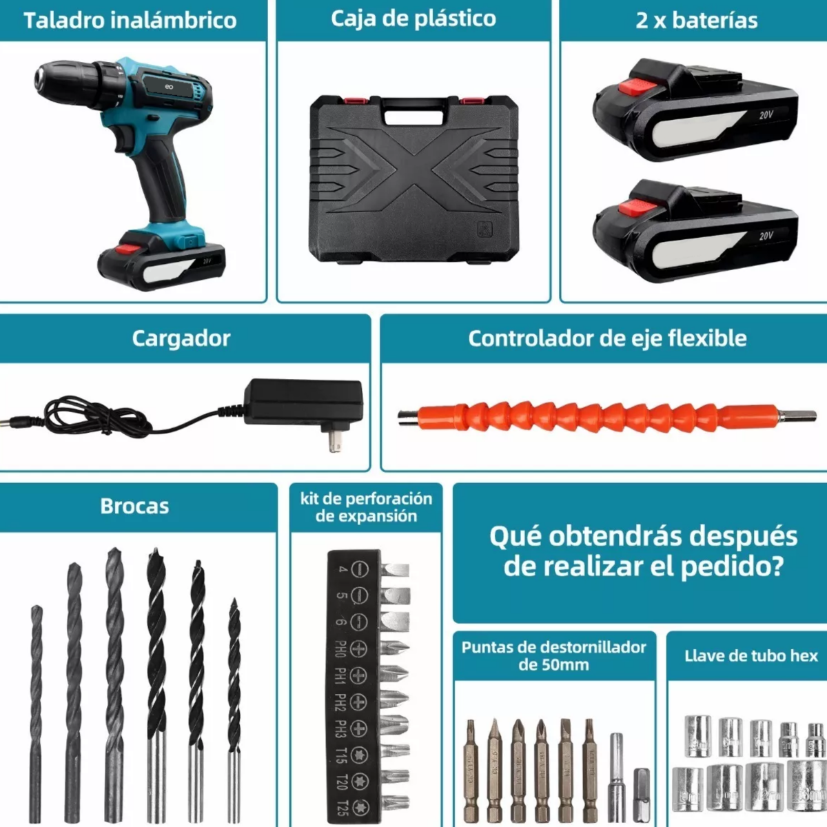 Foto 3 | Kit Taladro Percutor Eléctrico Inalámbrico 41 Piezas Eo Safe Imports Esi-7055-1