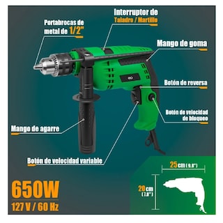 Foto 3 | Taladro Rotomartillo 1/2'' Prof 650w C/brocas Eo Safe Imports Esi-1190-1 Verde