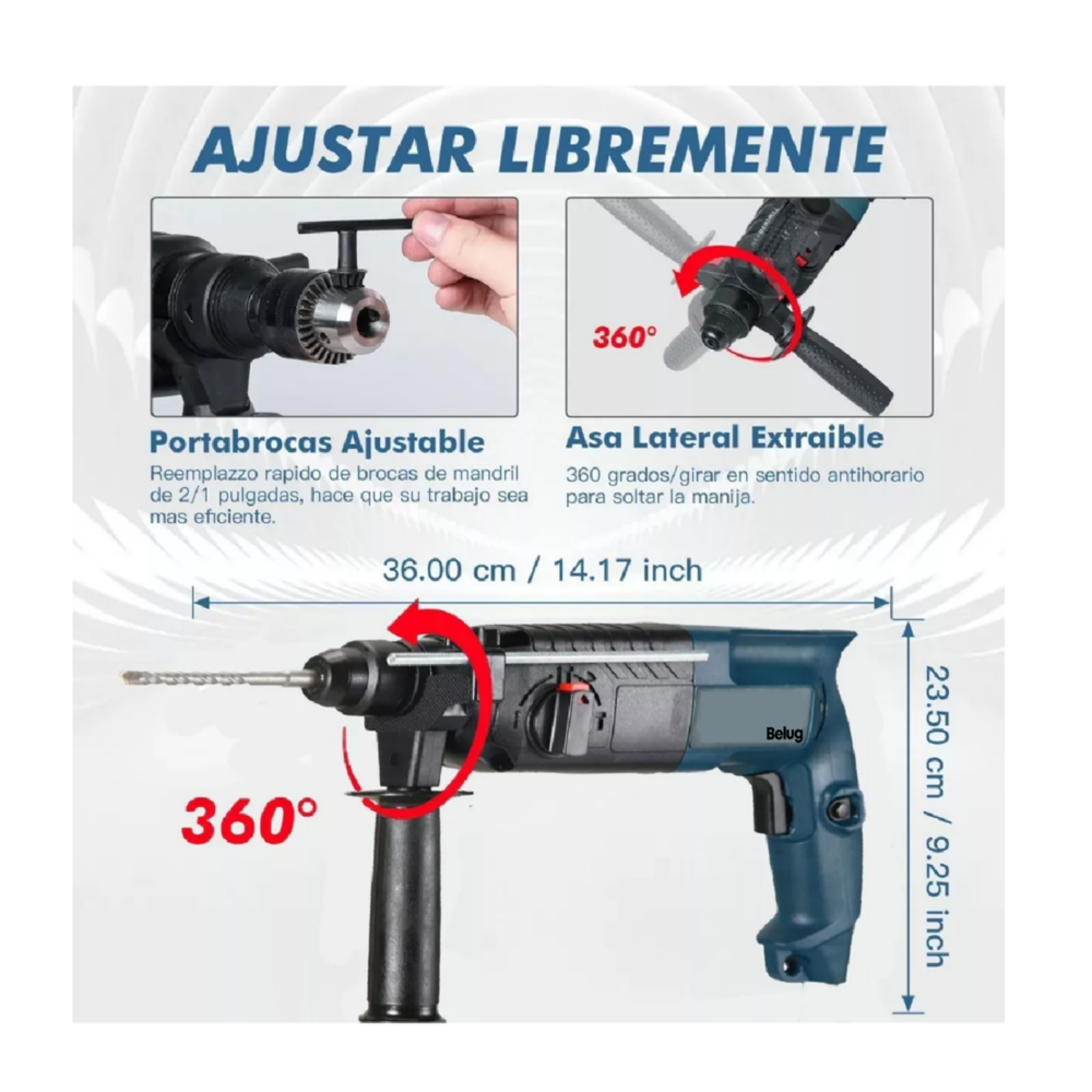 Foto 4 pulgar | Rotomartillo Cincelador Multifuncional Perforador Belug Azul