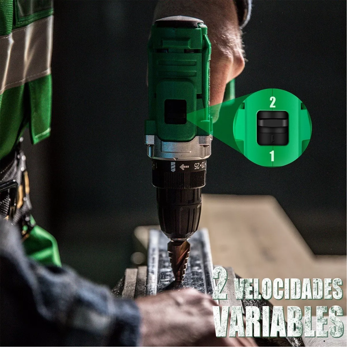 Foto 5 pulgar | Taladro Atornillador De 20v Eo Safe Imports Esi-7042-1 Verde