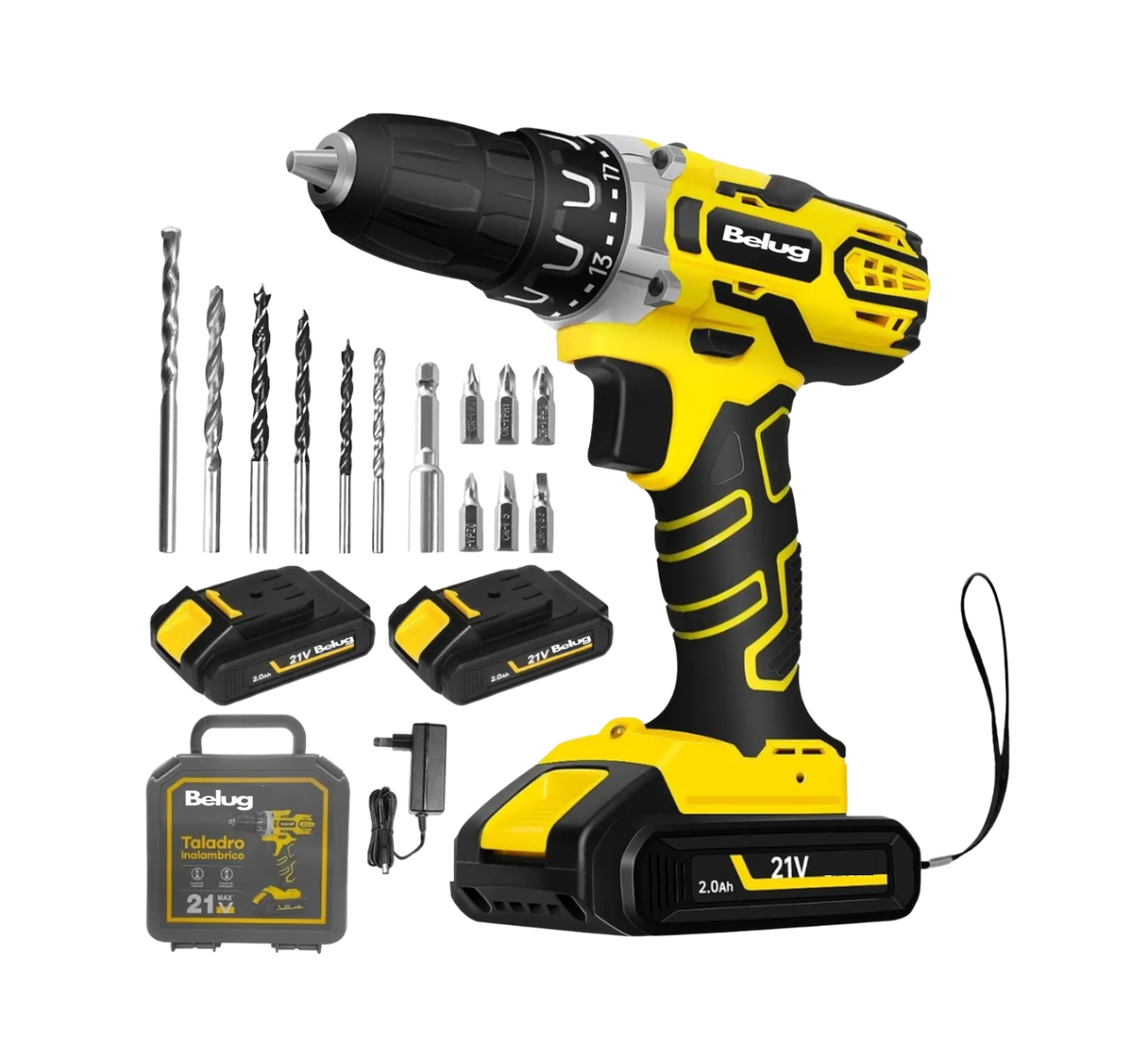 Foto 1 | Taladro Inalámbricos Atornilladors Eléctrico 21v 2 Baterías, Belug Amarillo