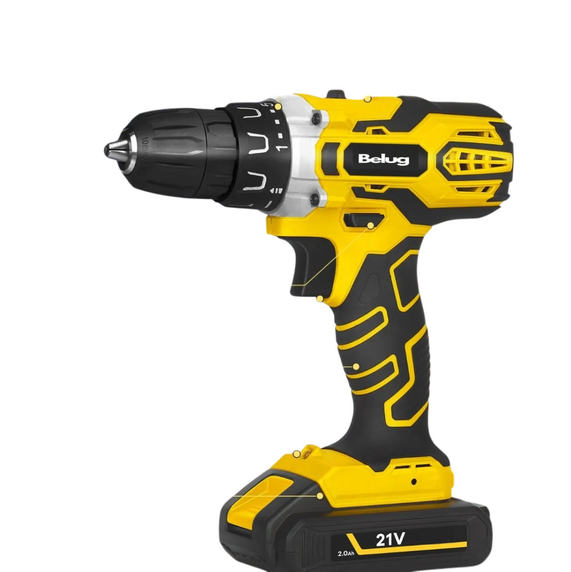 Foto 4 pulgar | Taladro Inalámbricos Atornilladors Eléctrico 21v 2 Baterías, Belug Amarillo