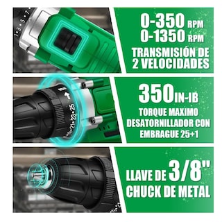 Foto 2 | Taladro Atornillador Lab.g De 20v 1 Batería Verde