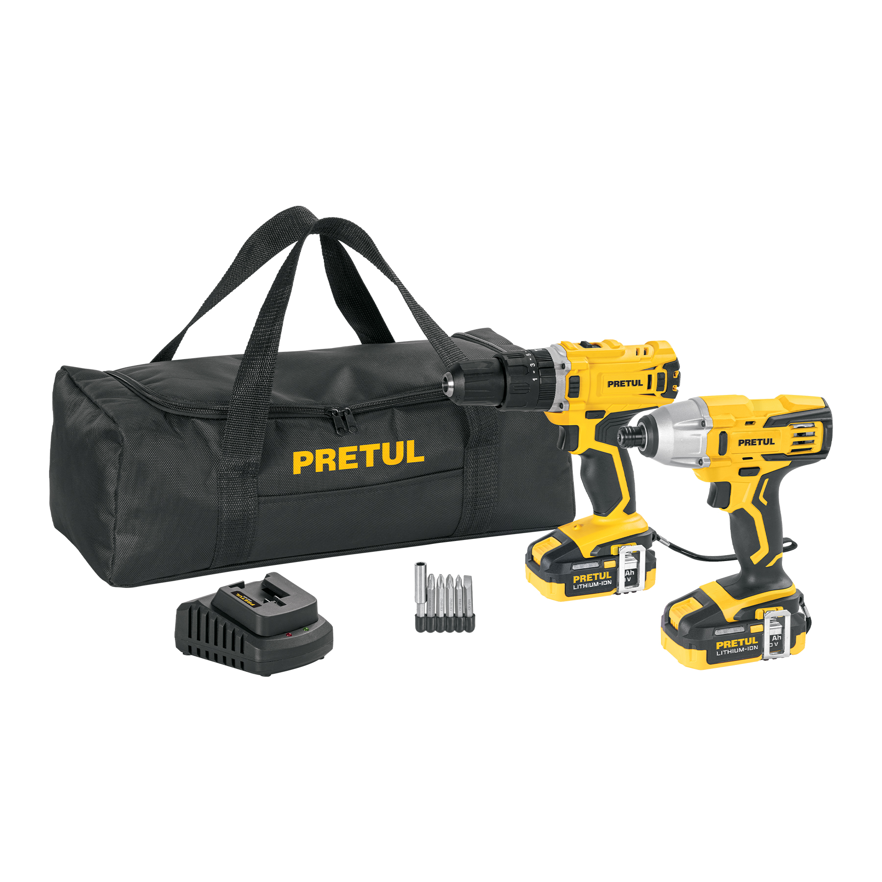 Combo Rotomartillo Destornillador Impacto Pretul Combo20p Amarillo 20v
