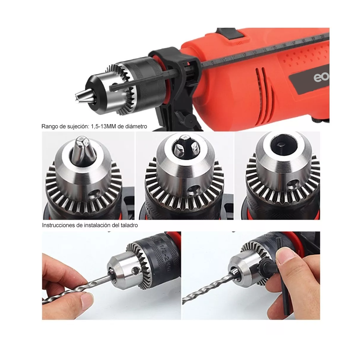 Foto 3 pulgar | Taladro Rotomartillo Incluye Set Brocas Y Maletin 33 Pzs Eo Safe Imports Esi-5941-1 Rojo