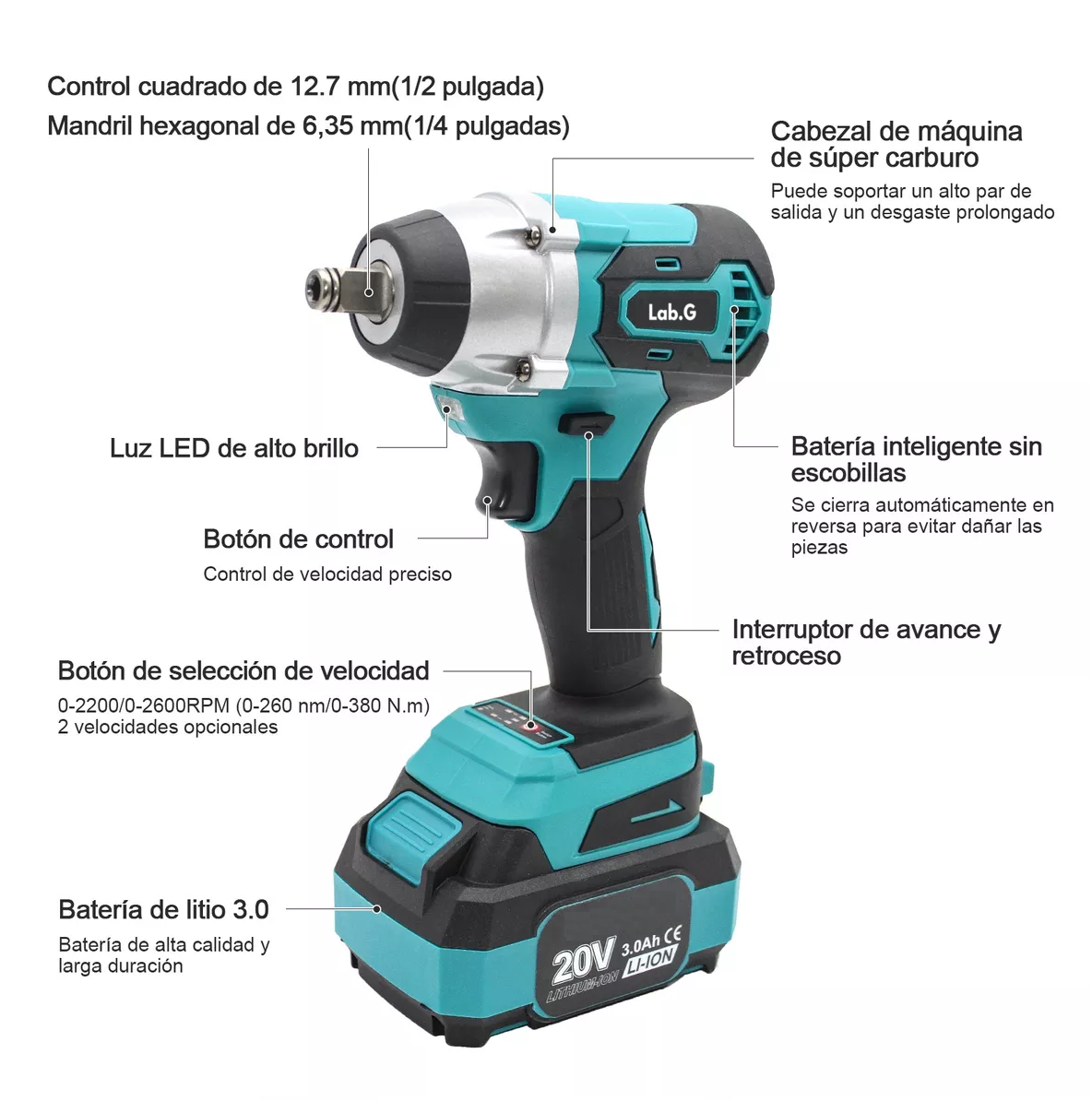 Foto 4 pulgar | Taladro Inalámbrico Esmeril Angular y Llave Eléctrica 3 piezas