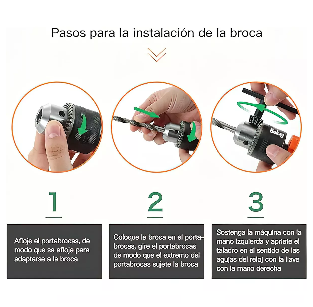 Foto 3 | Kit Taladro Rotomartillo 1/2'' + Destornillador+ Pulidora 860w, Belug Naranja