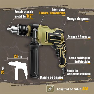 Foto 2 | Taladro Rotomartillo Perforador 800 Watts Eo Safe Imports Esi-18710 Marrón