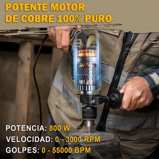 Foto 3 | Taladro Rotomartillo Perforador 800 Watts Eo Safe Imports Esi-18710 Marrón