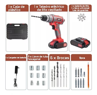 Foto 5 | Kit Taladro Eléctrico Atornillador Lab.g Inalámbrico Rojo 21 V