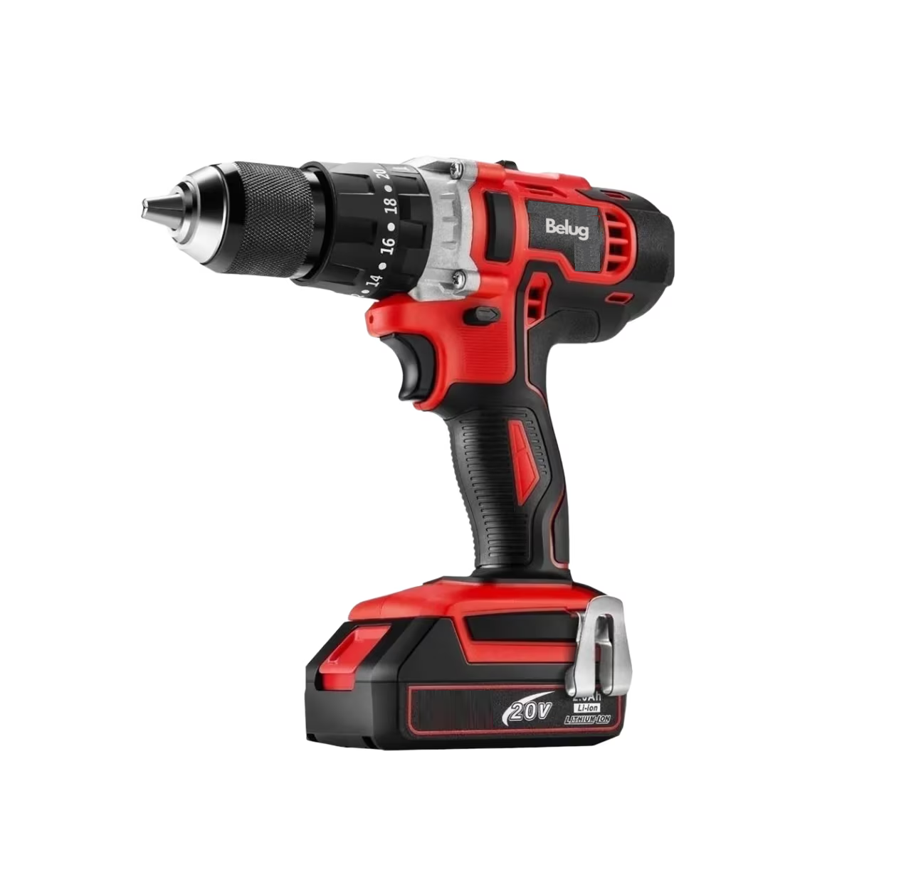 Foto 1 | Taladro Percutor Inalámbrico De 13mm Belug, Negro Con Rojo