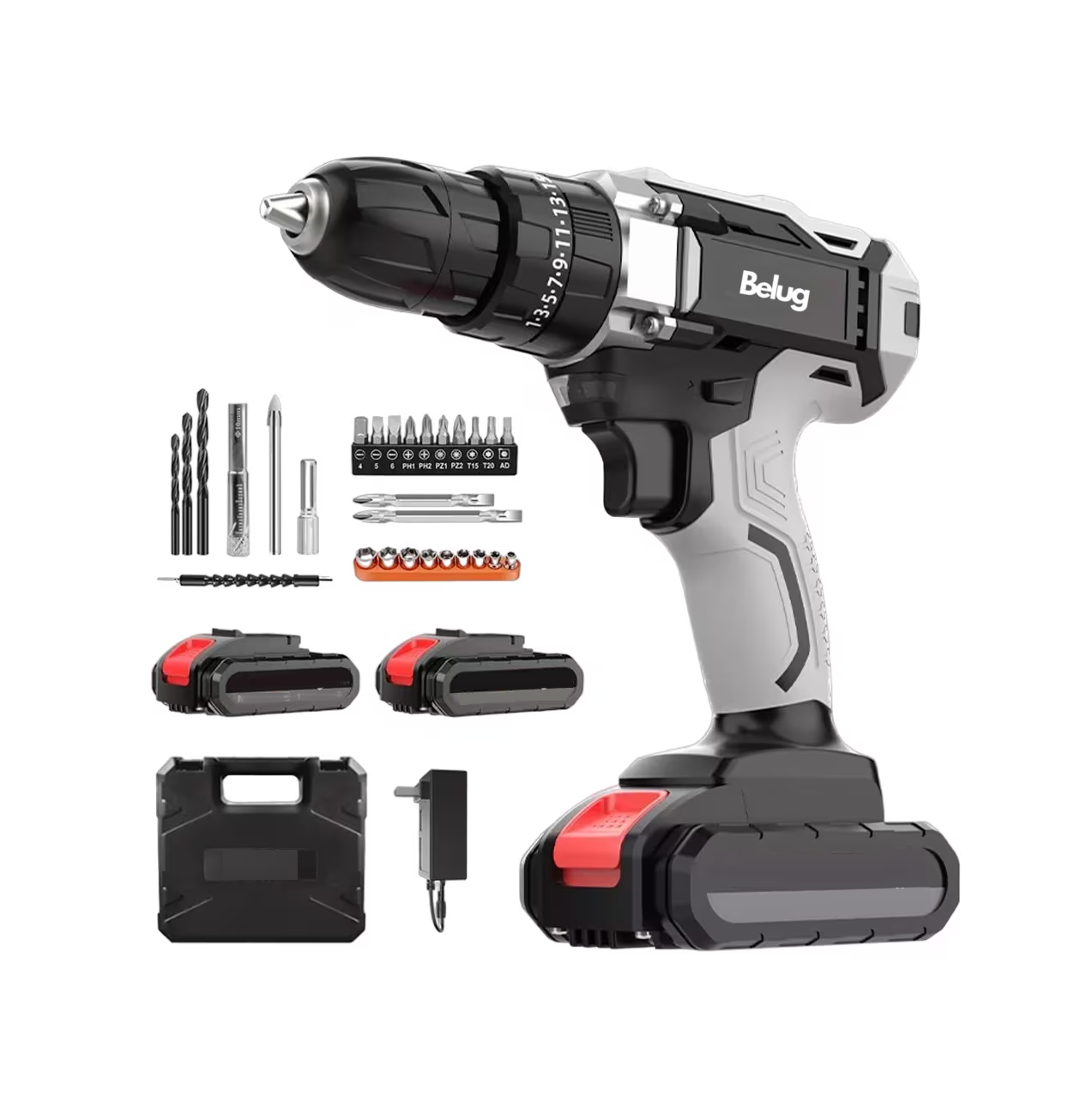 Taladro Atornillador Beluginalámbrico 2batería D Litio 21v Gris/negro