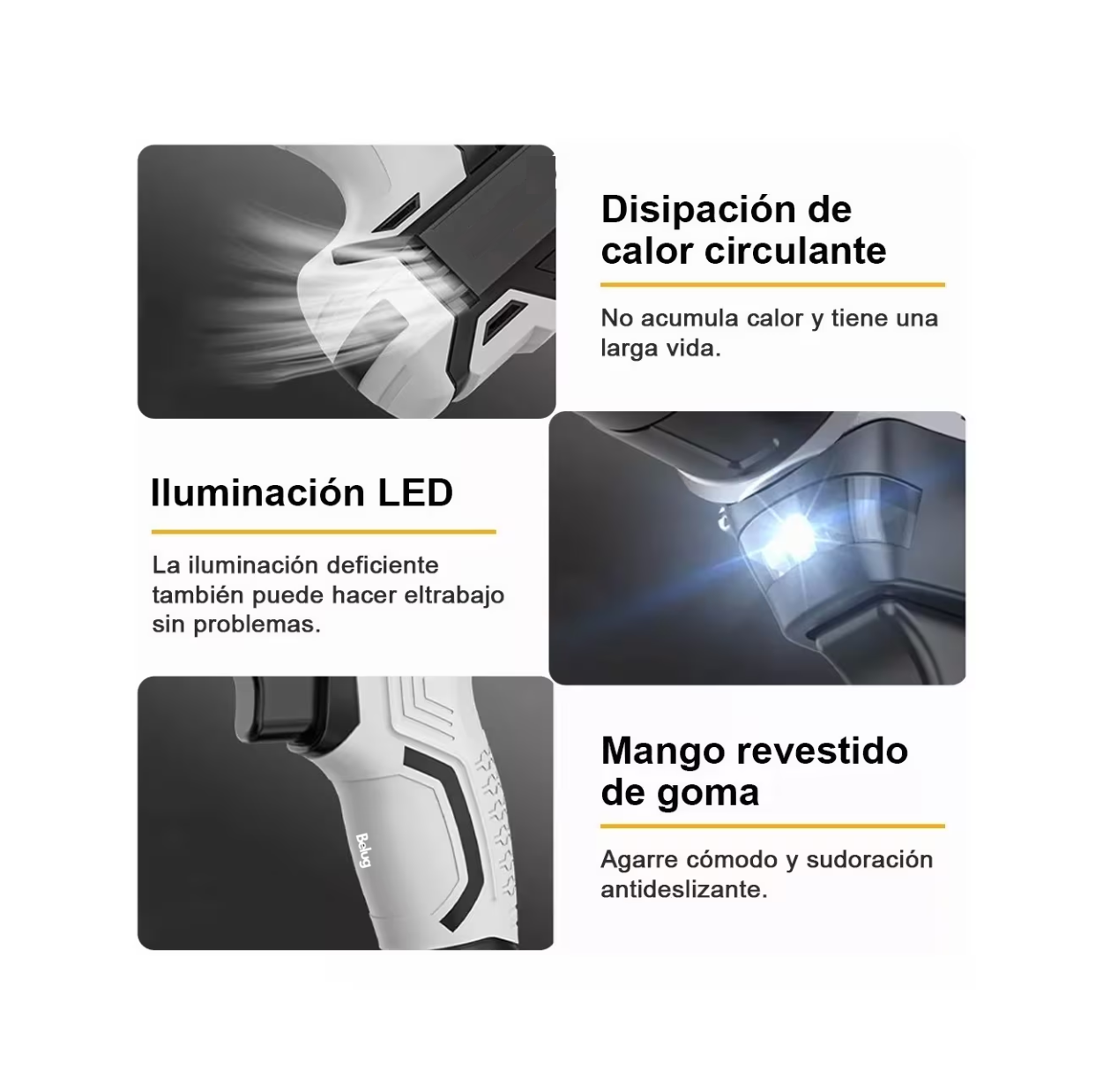 Foto 4 pulgar | Taladro Atornillador Beluginalámbrico 2batería D Litio 21v Gris/negro
