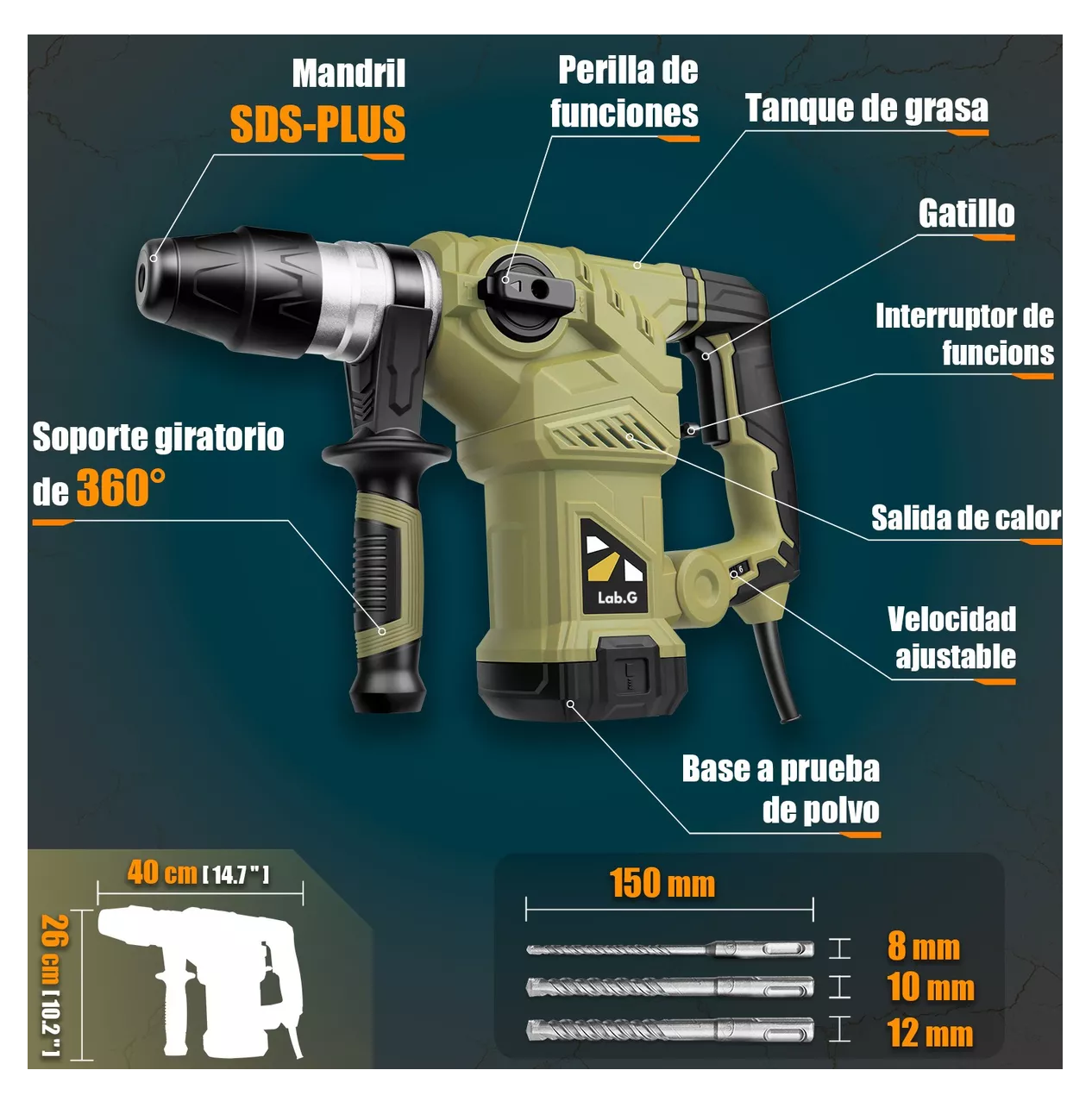 Foto 2 | Rotomartillo Cincelador Lab.G Industrial SDS Edoevom 1700 W