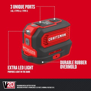 Foto 2 | Cargador Inversor de Corriente y Linterna Craftsman V20 150w - Venta Internacional