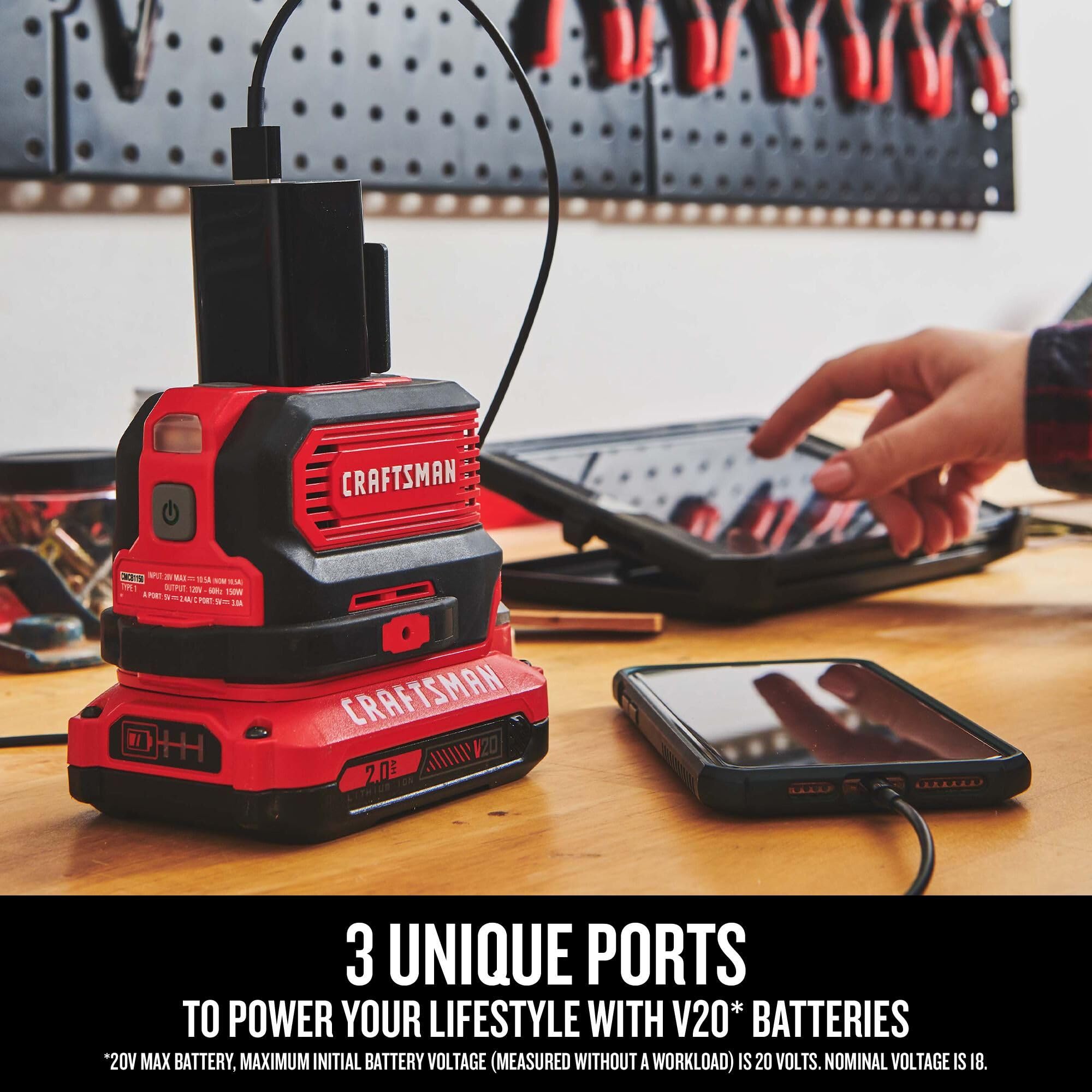 Foto 4 pulgar | Cargador Inversor de Corriente y Linterna Craftsman V20 150w - Venta Internacional
