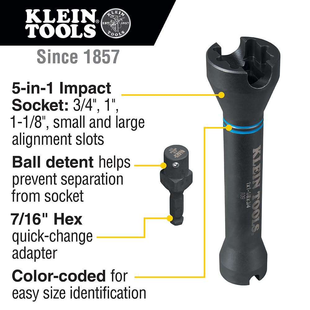 Foto 2 | Unidad Impact Socket Klein Tools Nrhd 5 En 1 De 3/8 Pulgadas, Cromada - Venta Internacional.