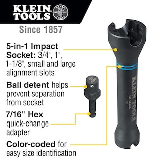 Foto 2 | Unidad Impact Socket Klein Tools Nrhd 5 En 1 De 3/8 Pulgadas, Cromada - Venta Internacional.