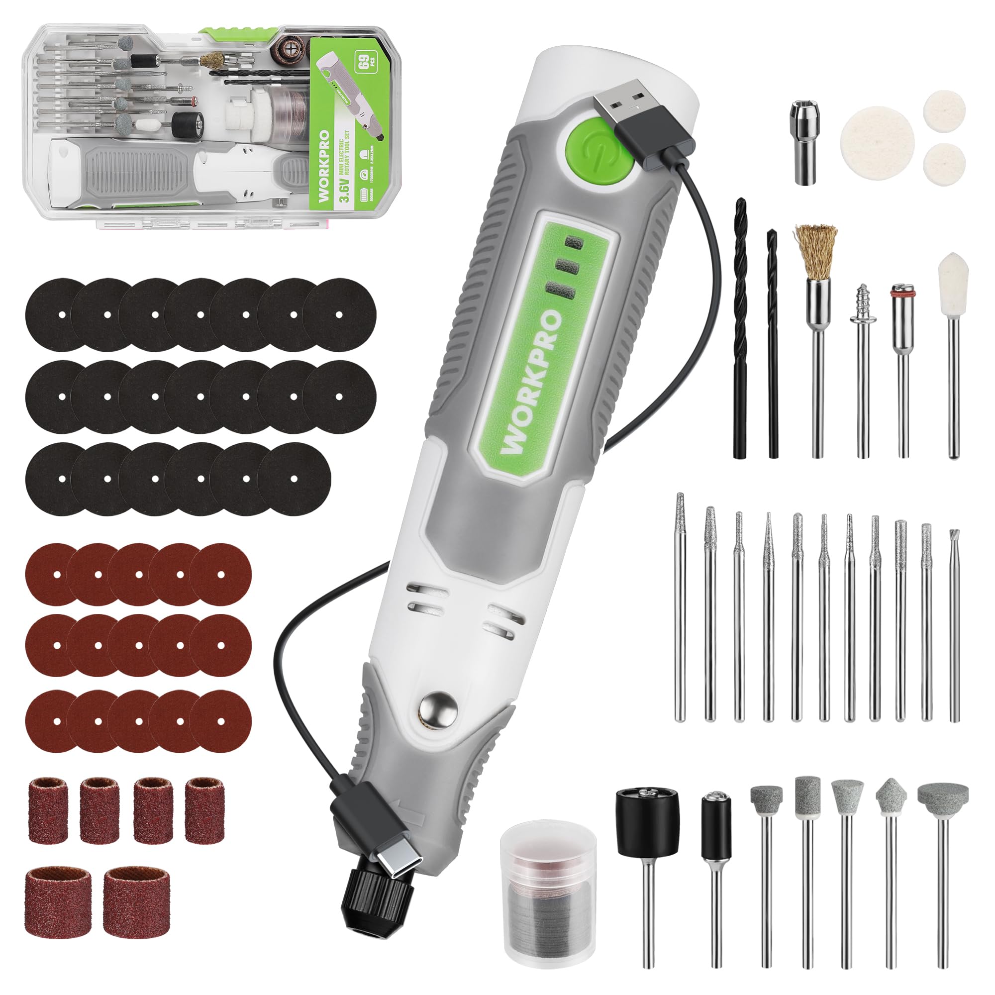 Foto 1 | Kit De Herramientas Rotativas Workpro 3,6 V 71 Piezas Con 3 Velocidades Variables - Venta Internacional.