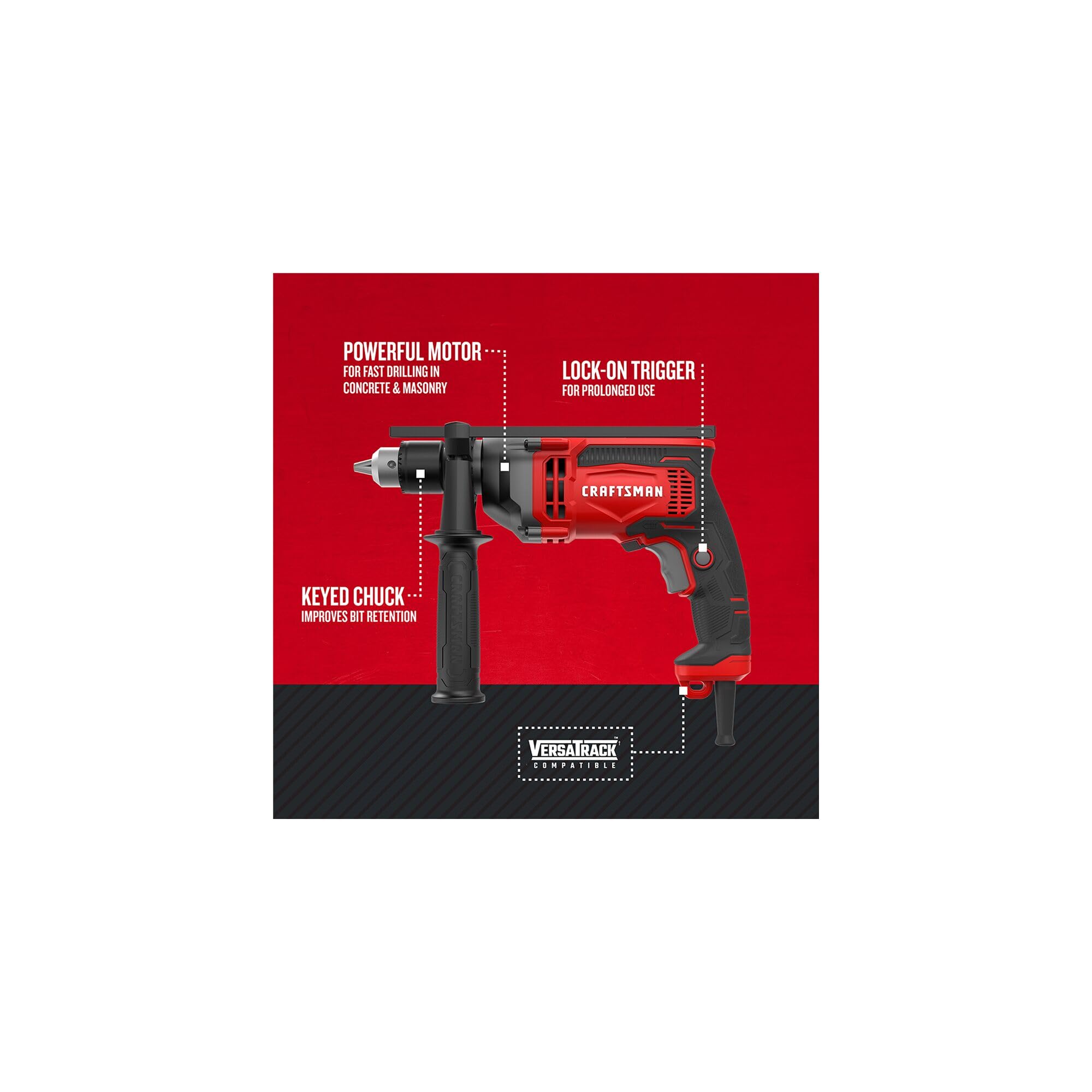 Foto 2 | Taladro Percutor Craftsman Cmed741, Mandril Con Llave, 7 Amperios Y 1,2 Cm - Venta Internacional.