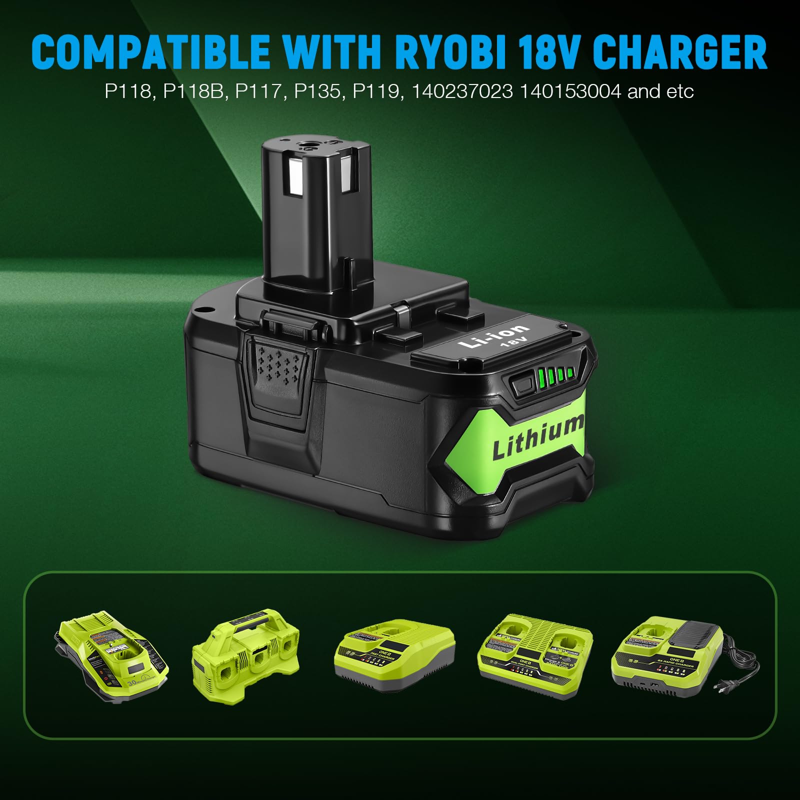 Foto 4 | Batería Powerextra 18 V 6.5 Ah para Ryobi One+ Inalámbrico de 18 V 2 Piezas- Venta Internacional