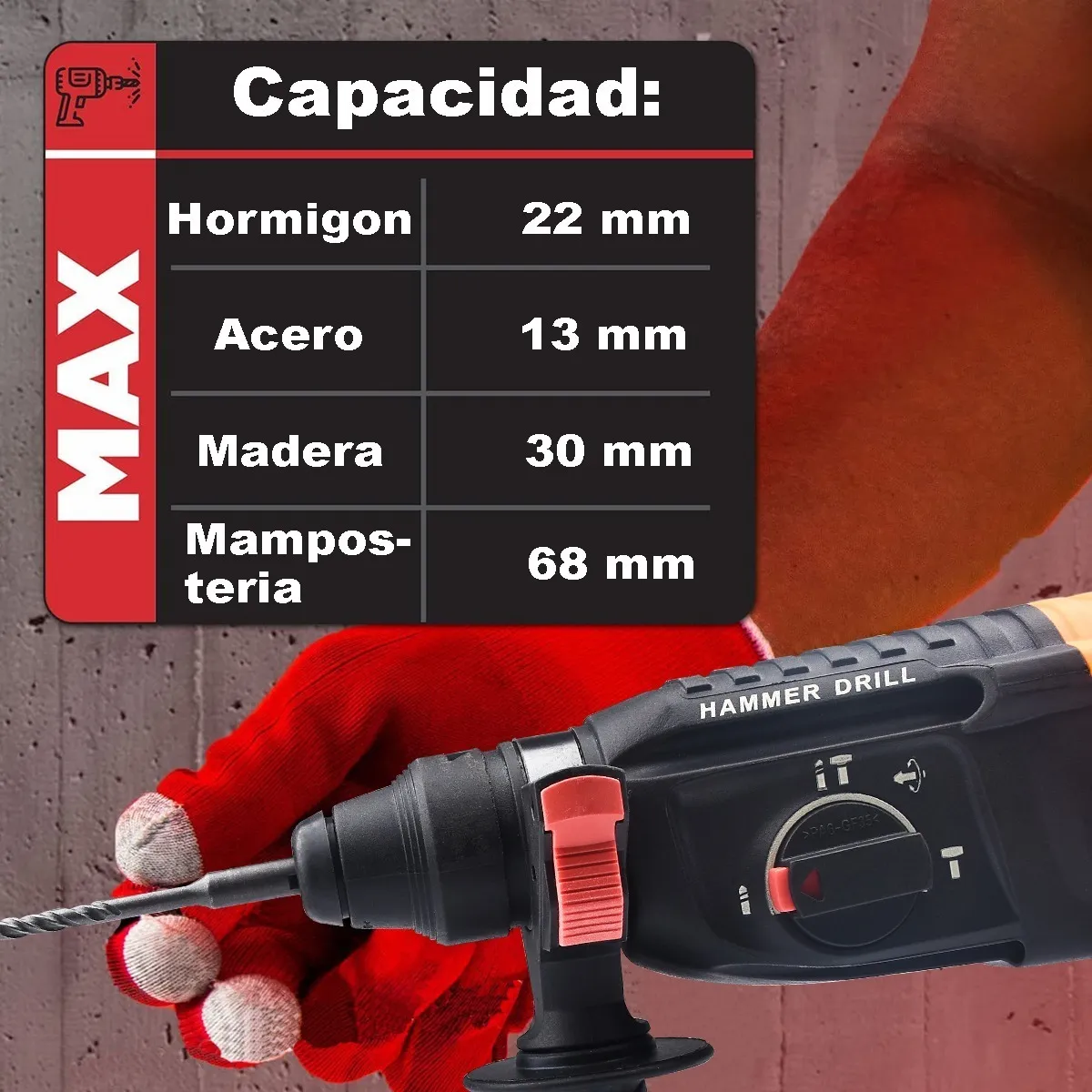 Foto 4 pulgar | Rotomartillo Concelador Perforador 1050w Lab.g Naranja