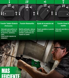 Foto 3 | Rotomartillo Perforador Cincelador Sds 850w Anirona Rh2600 Verde