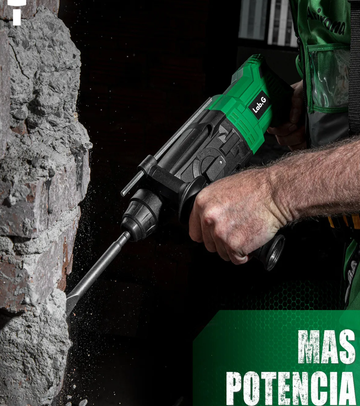 Foto 5 pulgar | Rotomartillo Perforador Cincelador Sds 850w Anirona Rh2600 Verde