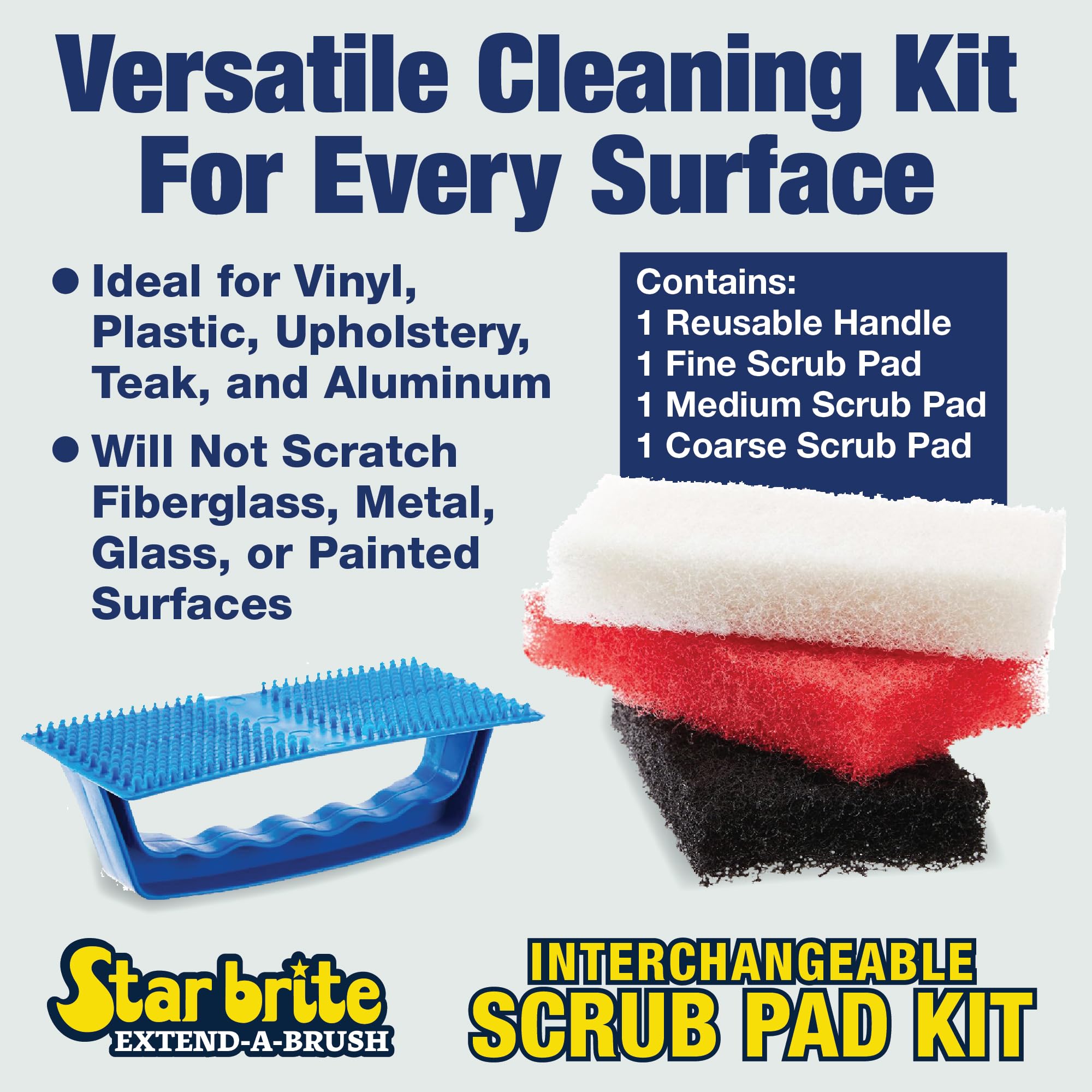 Foto 5 pulgar | Kit De Fregado Star Brite Con Mango Con 3 Almohadillas Para Barcos Y Hogares - Venta Internacional.