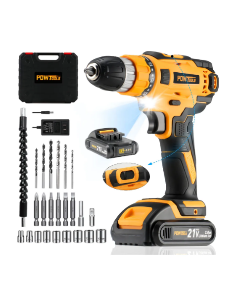 Foto 2 pulgar | Kit Taladro Inalámbrico Destornillador Herramientas Electricas Atornillador Deimpacto 40nm Color Naranja Powtools Cd01p