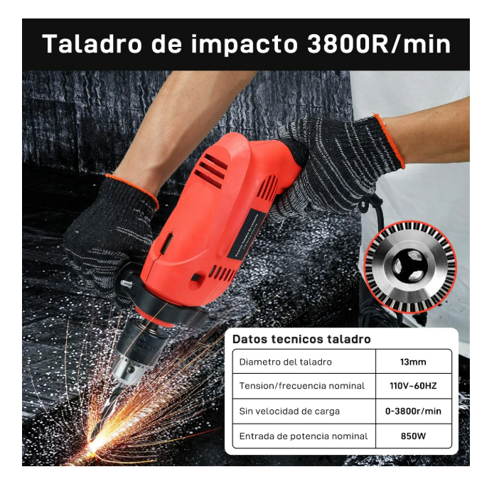 Foto 3 pulgar | Combo Taladro Rotomartillo + Esmeriladora con 30 Accesorios