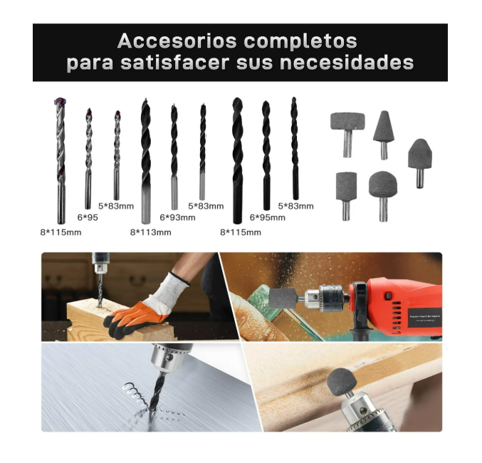 Foto 4 pulgar | Combo Taladro Rotomartillo + Esmeriladora con 30 Accesorios
