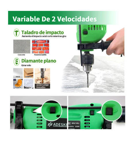 Foto 5 pulgar | Rotomartillo Adeske  Perforador Industrial Verde 50 Hz