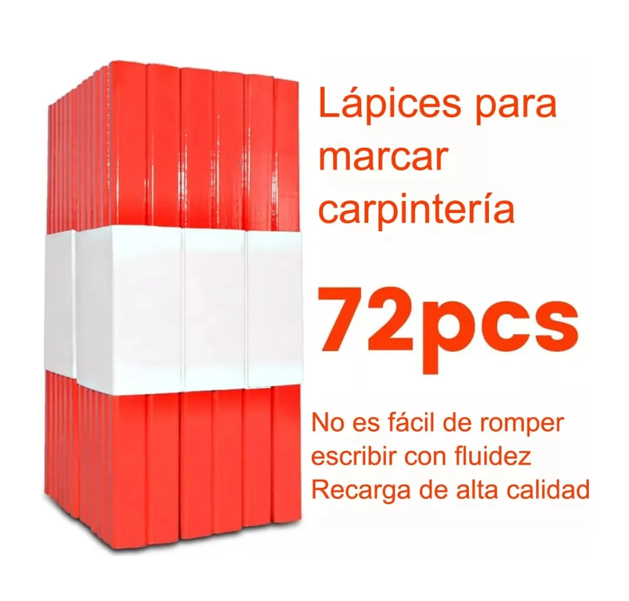 Foto 4 pulgar | Lápices Octogonal Rojo Duro Negro Plomo Carpintero 72 Piezas