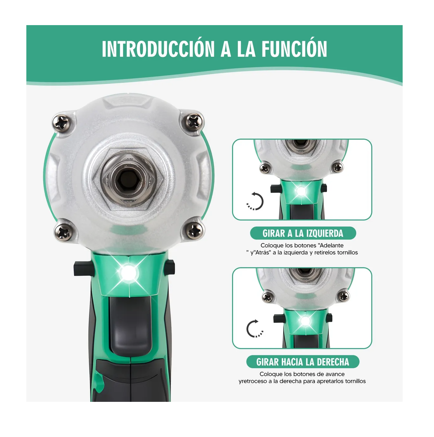 Foto 5 pulgar | Pistola De Impacto Inalámbrica Belug Llave Eléctrica Taladro 2pila Verde