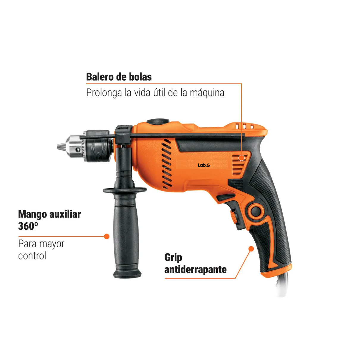 Foto 3 | Rotomartillo  Lab.g 1/2'' Profesional 650 W 13 Mm Naranja