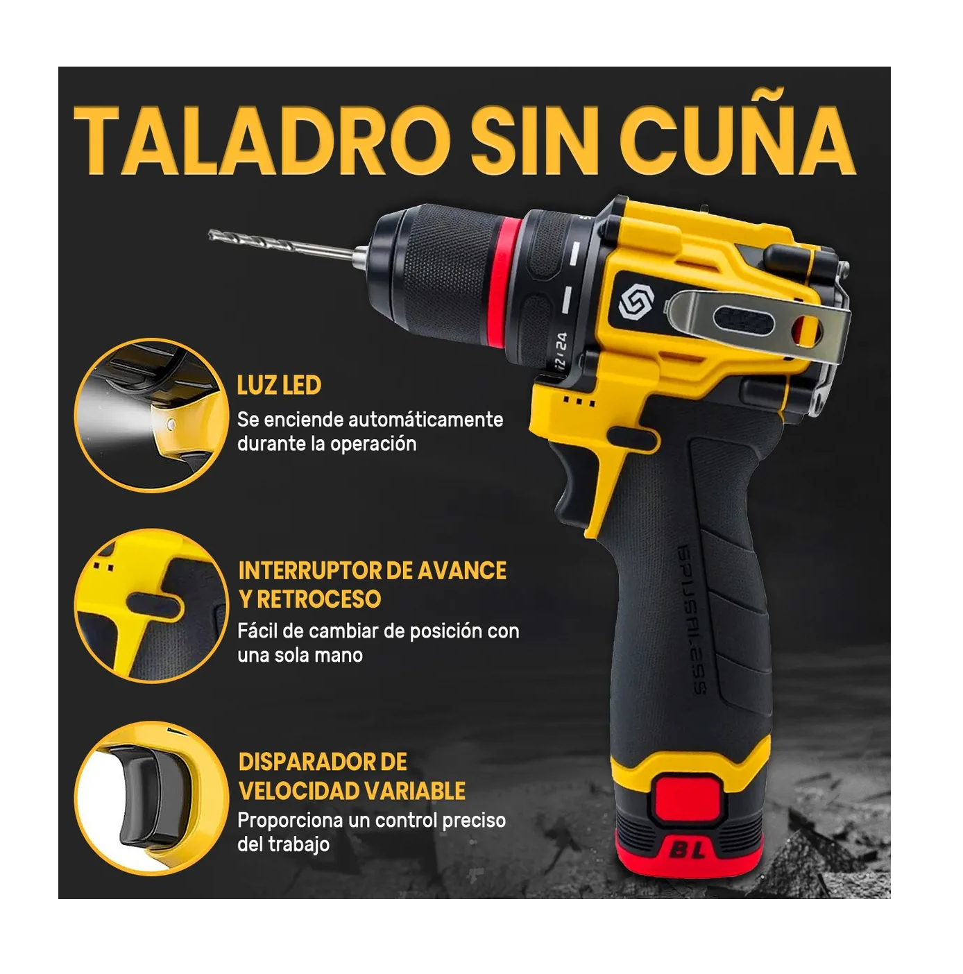 Foto 3 pulgar | Taladro Inalámbrico sin Escobillas con Herramientas