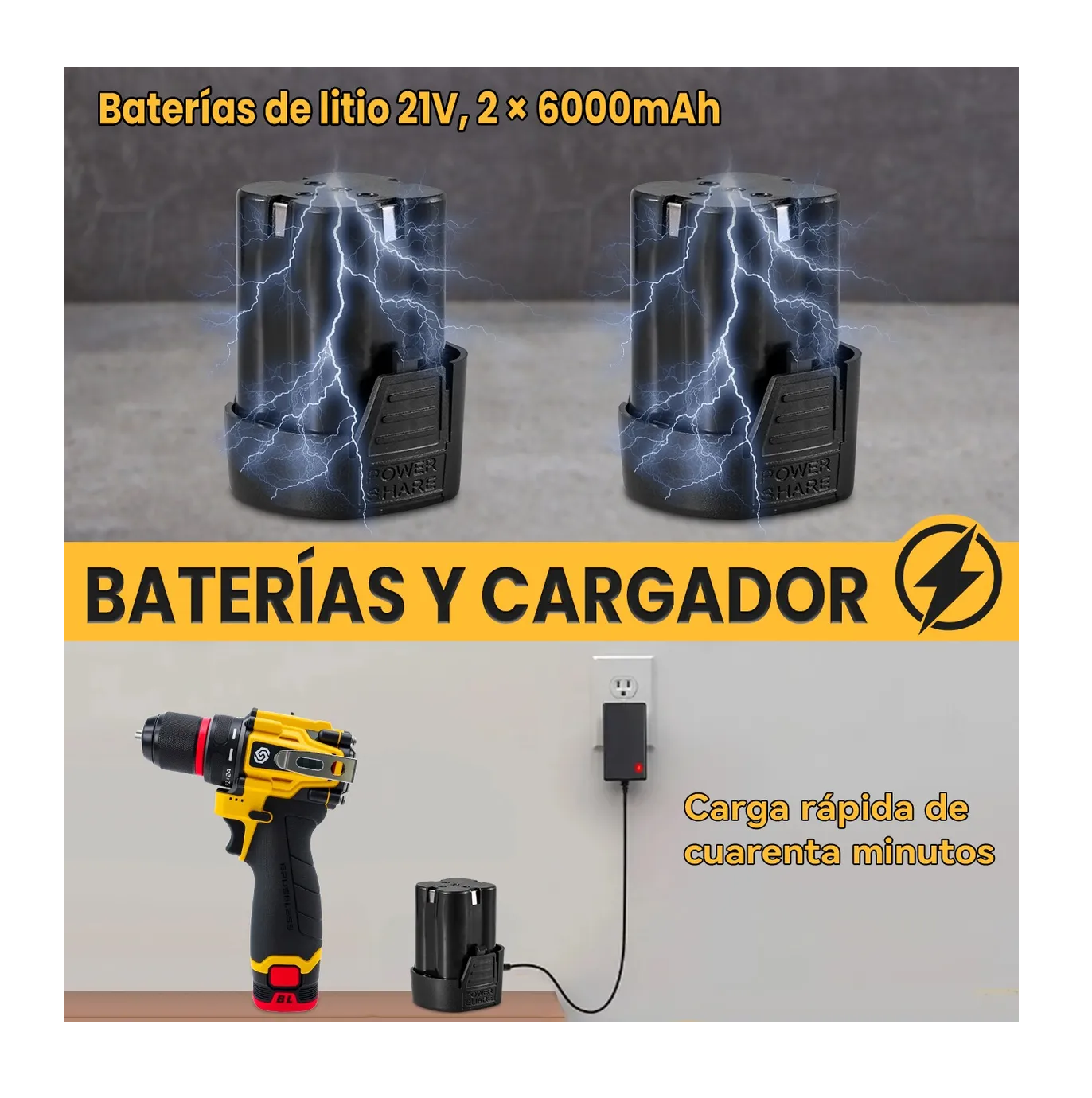 Foto 4 pulgar | Taladro Inalámbrico sin Escobillas con Herramientas