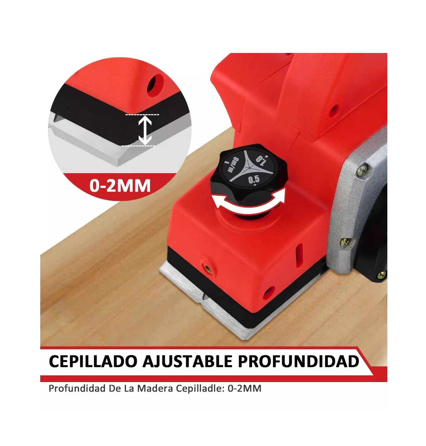 Foto 4 pulgar | Cepilladora Eléctrica Para Madera Cepillo Profesional 82mm Rojo