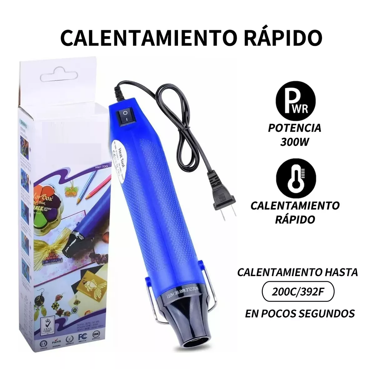 Foto 3 pulgar | Mini Pistola De Calor 300w+530 Tubos Termorretráctiles Eo Safe Imports Esi-14332  Azul