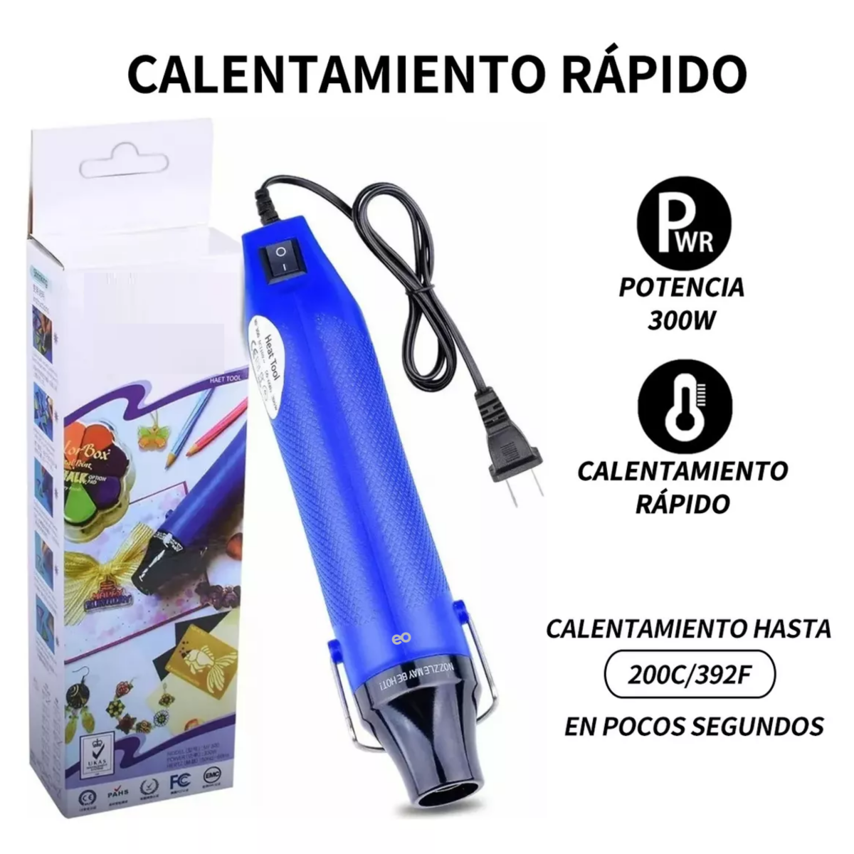 Foto 3 pulgar | Mini Pistola De Calor 300w+530 Tubos Termorretráctiles Eo Safe Imports Esi-14332-1 Azul