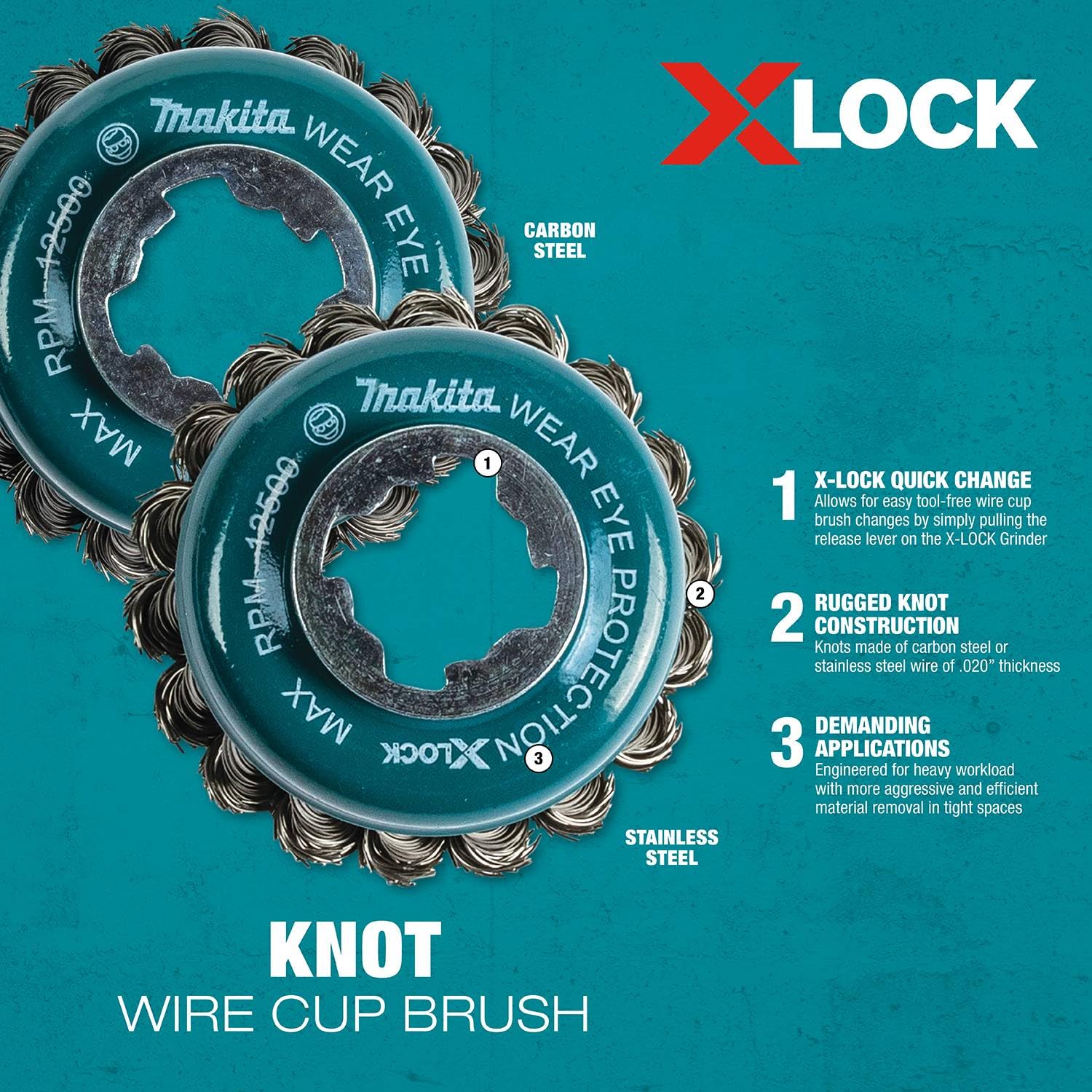 Foto 5 | Cepillo Con Forma De Copa De Alambre Makita D-72621 X-lock 80 Mm De Acero Al Carbono - Venta Internacional.