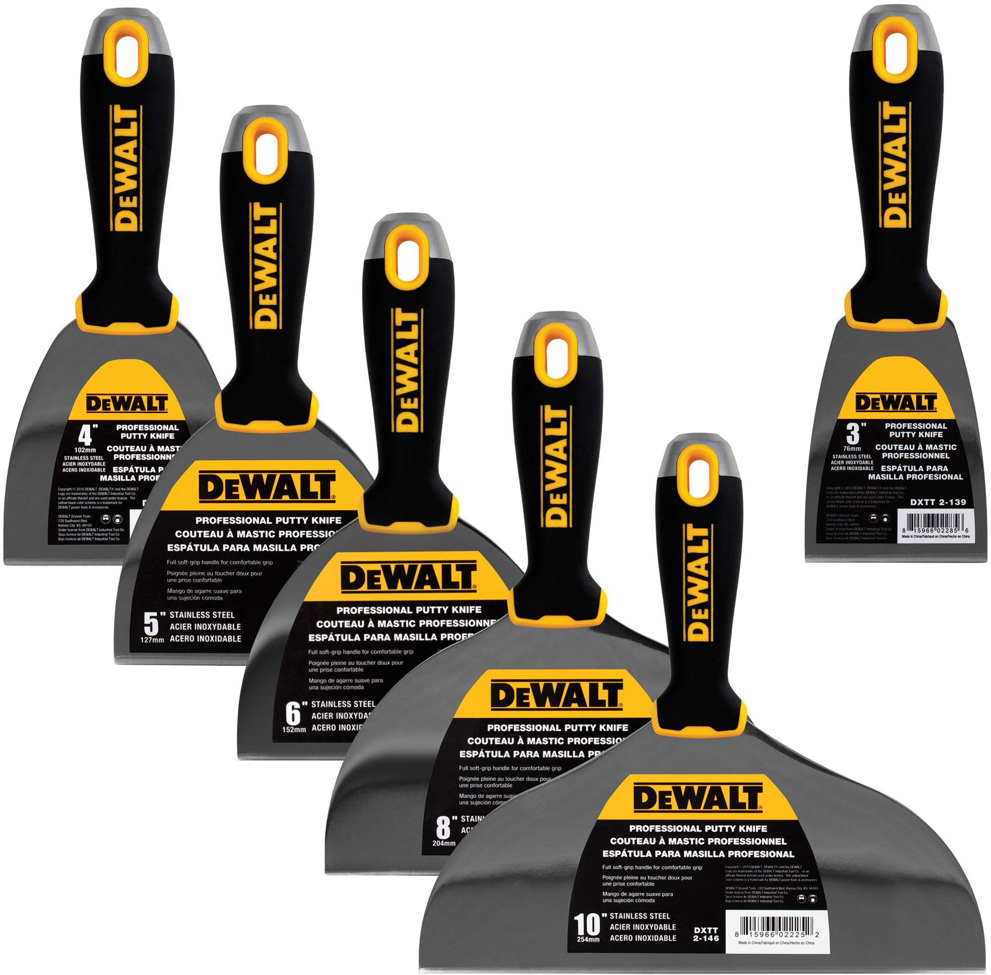 Foto 2 pulgar | Juego De Espátulas Dewalt Deluxe De Acero Inoxidable Con Empuñadura Suave - Venta Internacional.