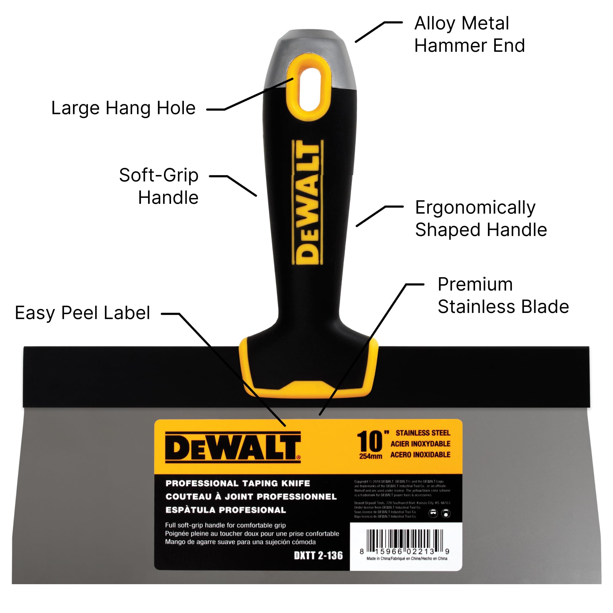 Foto 2 | Cuchillo De Encintado Dewalt Dxtt-2-136 De Acero Inoxidable Con Empuñadura Suave - Venta Internacional.