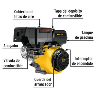 Foto 3 | Motor a Gasolina Pretul MOG-130P color Amarillo 13 HP