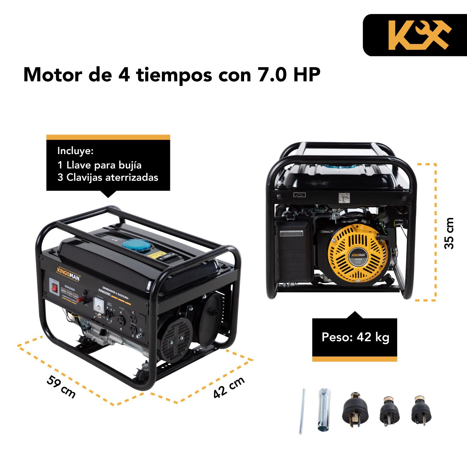 Foto 3 | Generador Gasolina Kingsman KING3000 color Amarillo Portátil 3000 W 7.5 HP 110 220 V Bivoltaje