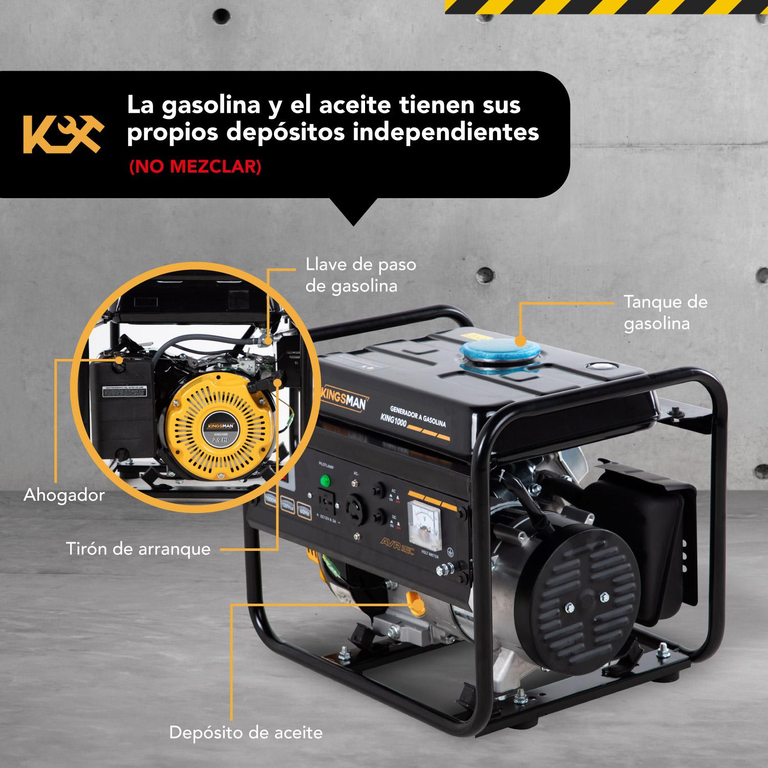 Foto 3 pulgar | Generador Portátil Kingsman KING1000 color Negro a Gasolina 110 V 2.0 HP Corriente Eléctrica