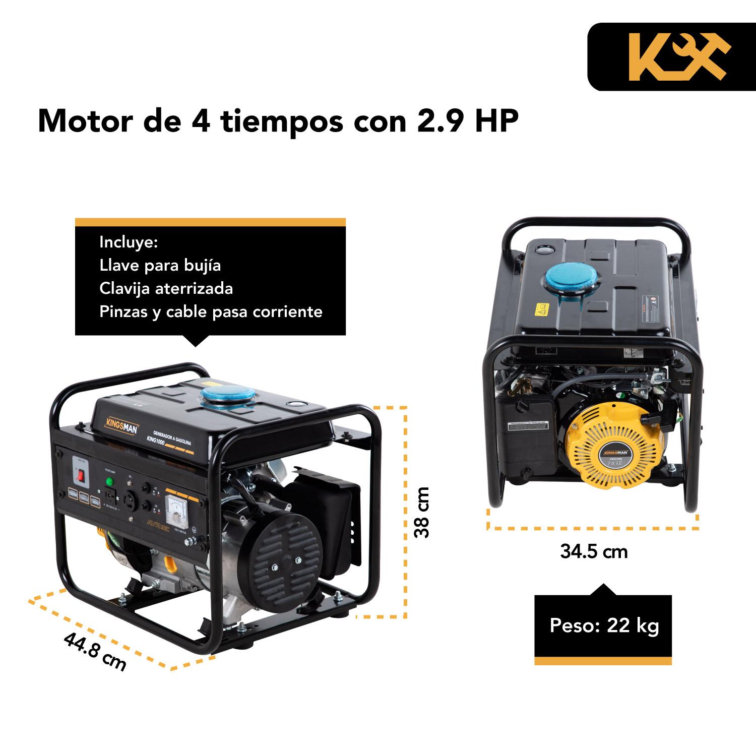 Foto 4 pulgar | Generador Portátil Kingsman KING1000 color Negro a Gasolina 110 V 2.0 HP Corriente Eléctrica